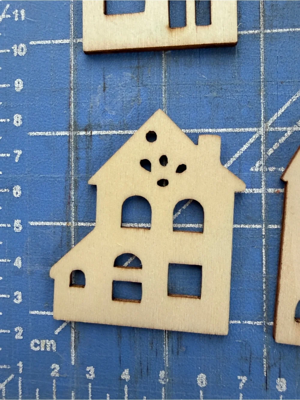 Wooden Mini House ornaments- Natural Light Wood 28 pieces